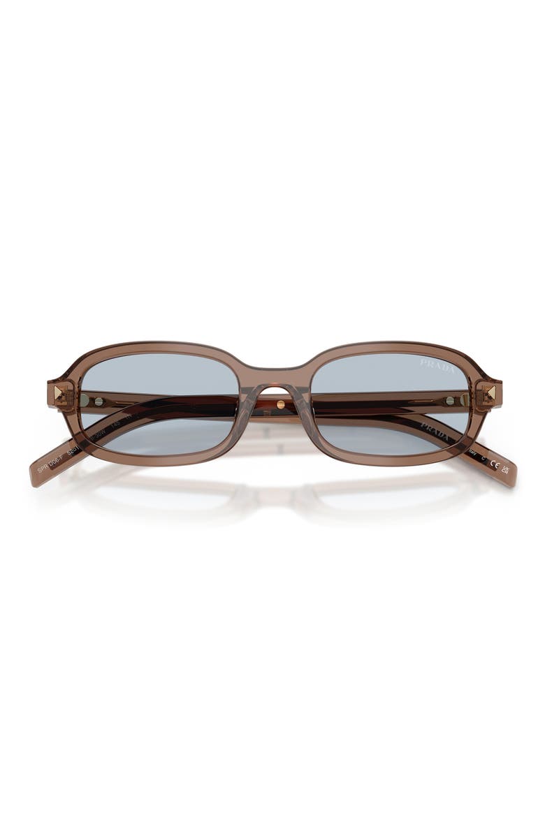 52mm Oval Sunglasses, Alternate, color, TRANSPARENT CLAY / BLUE/ GREY