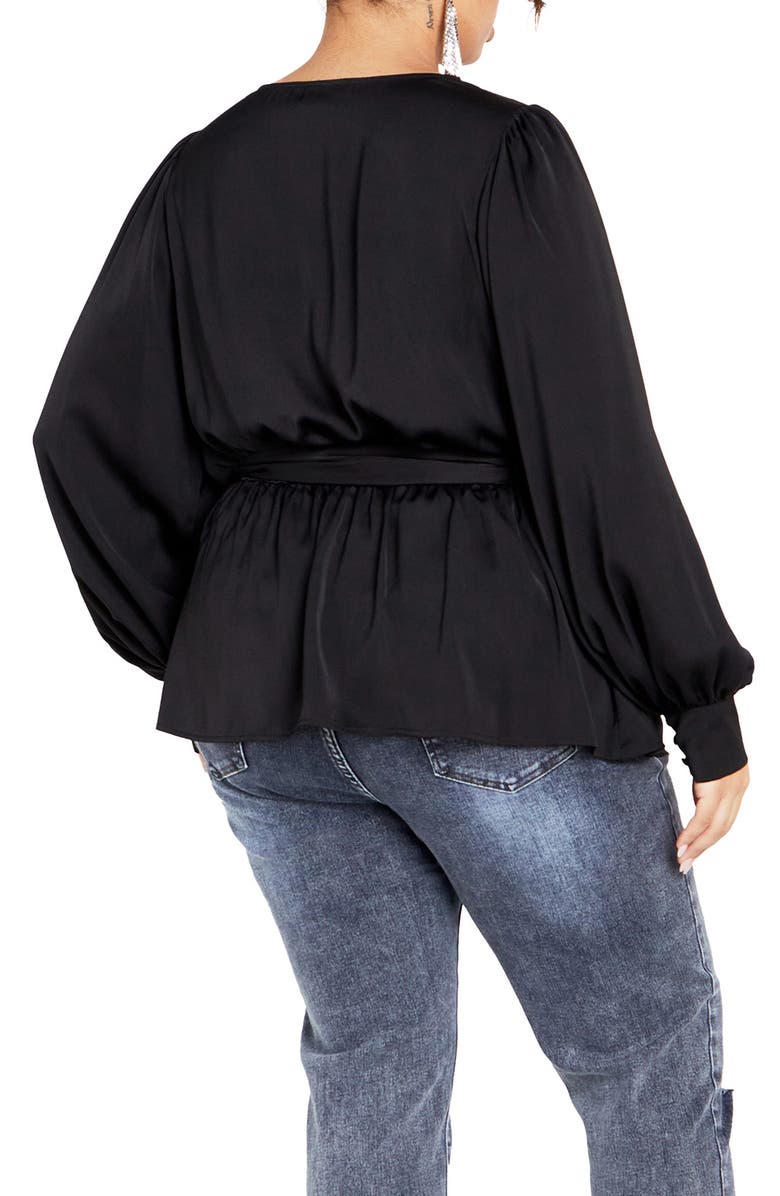 City Chic Opulent Faux Wrap Top, Alternate, color, 