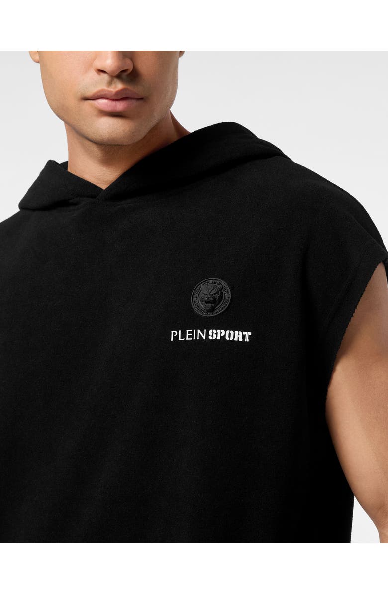 PLEIN SPORT Sponge Sleeveless Hoodied Vest, Alternate, color, Black