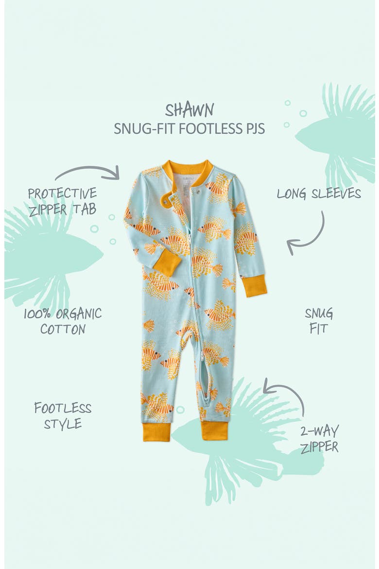 Shawn Footless Organic Cotton One-Piece Pajamas, Alternate, color, LION OF THE SEA