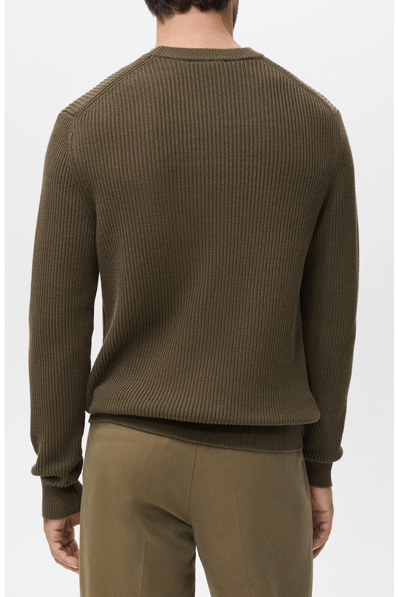 Fine Rib Knit Cotton Crewneck Sweater, Alternate, color, OLIVE GREEN