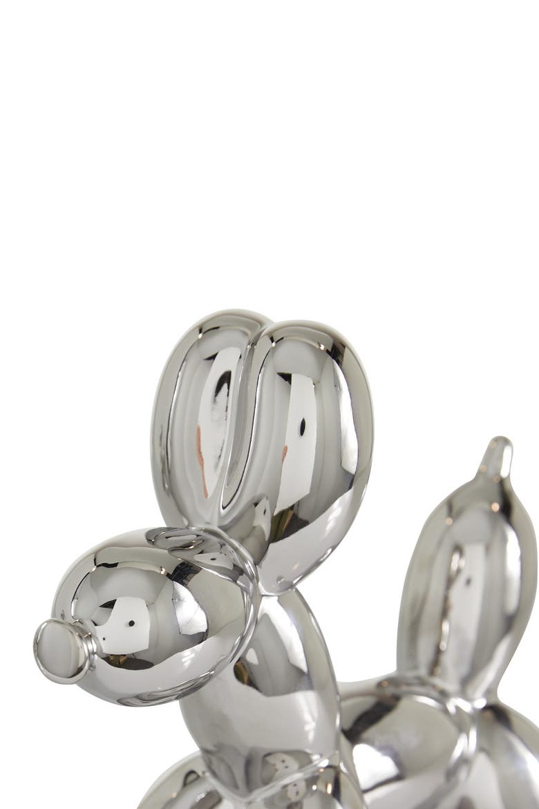 Silvertone Ceramic Balloon Dog Sculpture - Set of 2, Alternate, color, SILVER