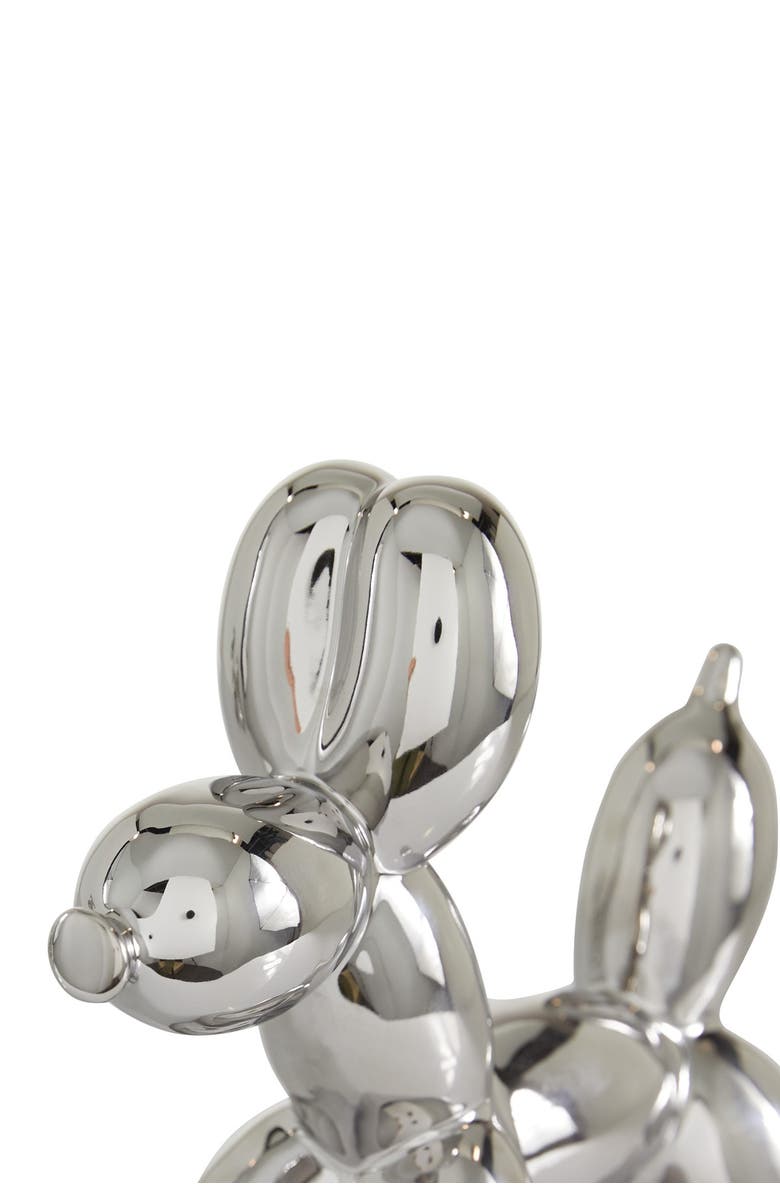 WILLOW ROW Silvertone Ceramic Balloon Dog Sculpture - Set of 2, Alternate, color, Silver