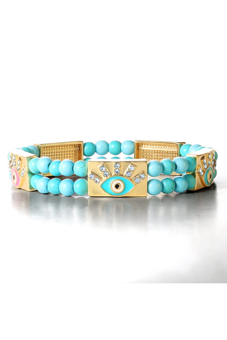 Gold-Tone Evil Eye Bracelet, Main, color, Gold, Turquoise