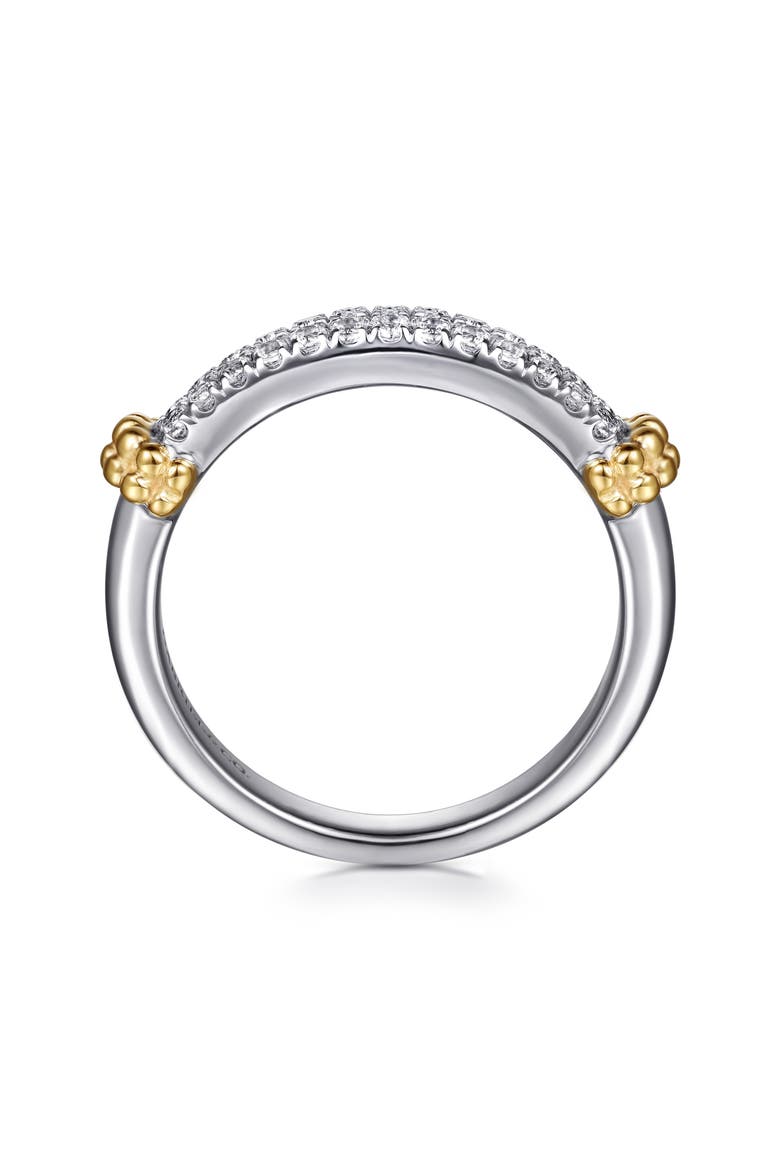 Bujukan 14K Gold, Sterling Silver & White Sapphire Stackable Ring, Alternate, color, SILVER/ 14K YELLOW GOLD