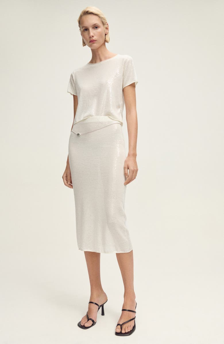 MANGO Sequin Short Sleeve Sweater, Alternate, color, 