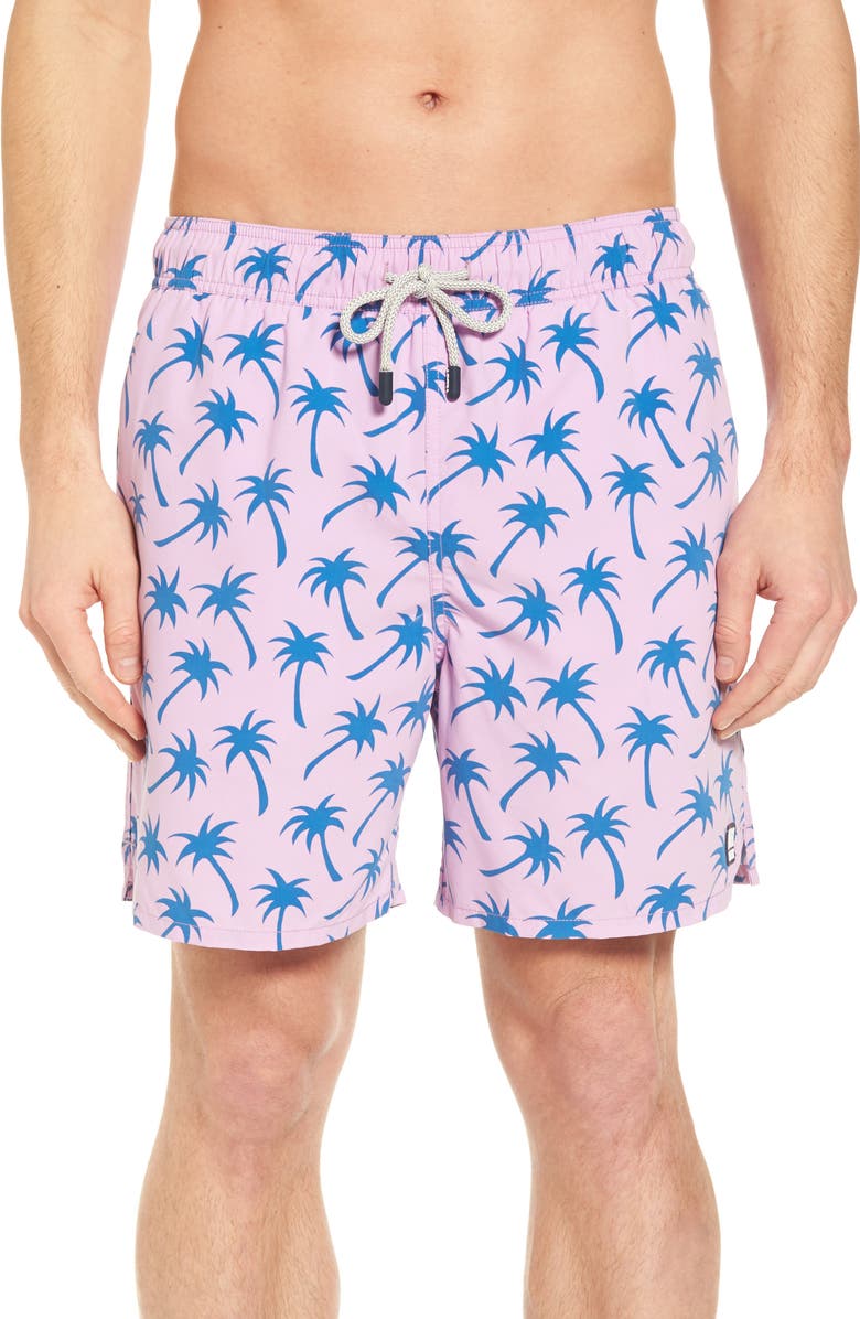 Tom & Teddy Palm Print Swim Trunks, Main, color,