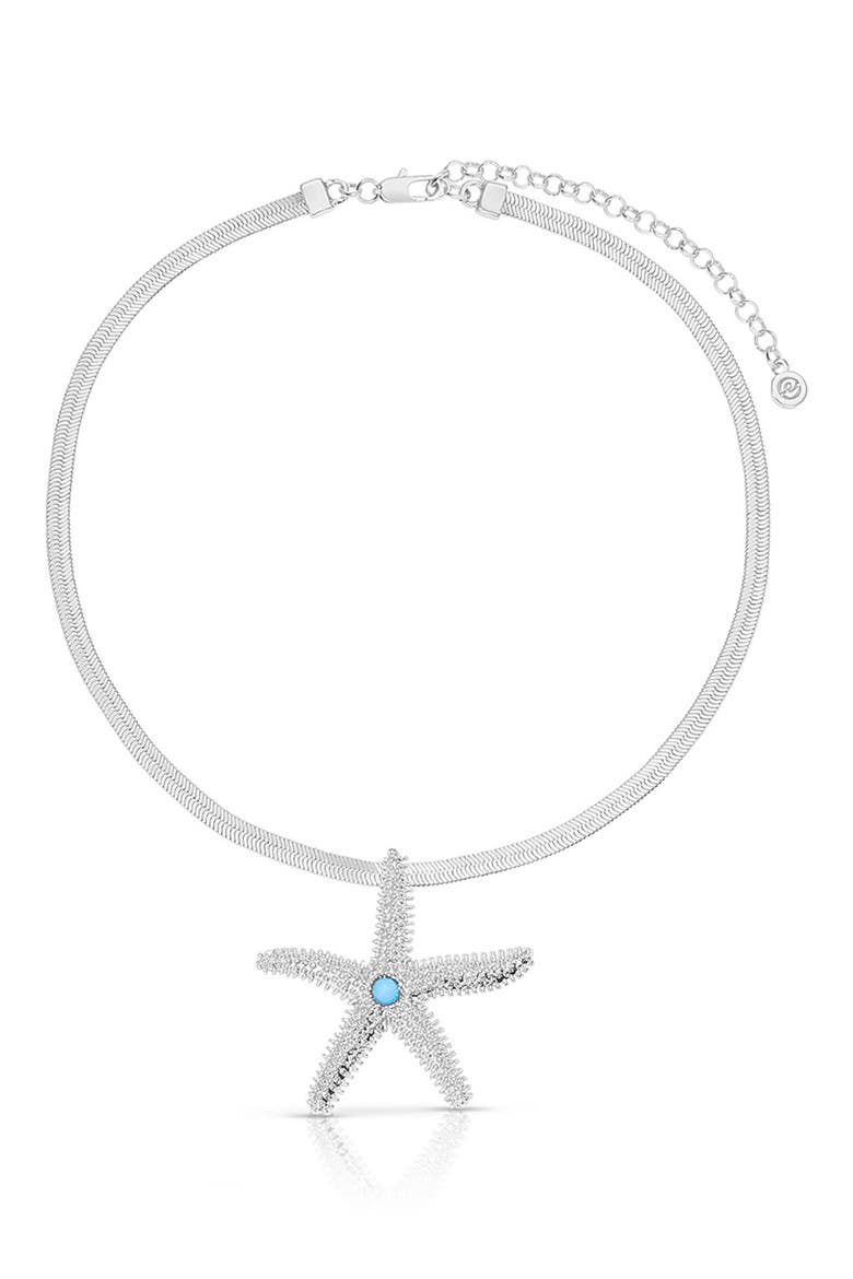 Mermaid Cove Starfish Pendant Necklace, Main, color, SILVER