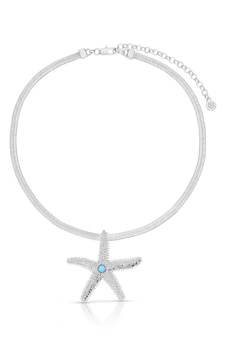 Ettika Mermaid Cove Starfish Pendant Necklace, Main, color, Silver
