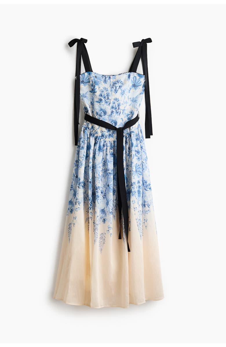 H&M Flared-skirt Tie-strap Dress, Main, color, Cream/Floral