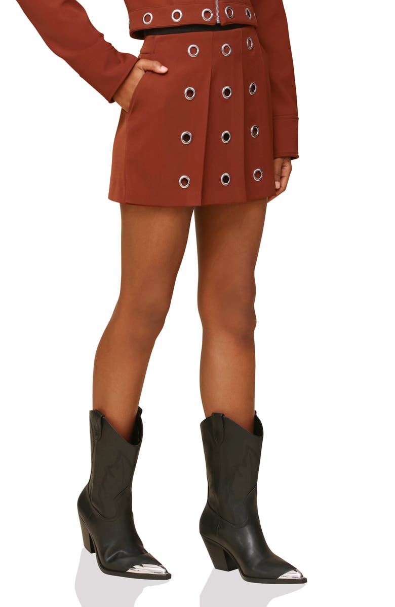 Avec Les Filles Pleated Grommet Miniskort, Alternate, color, 