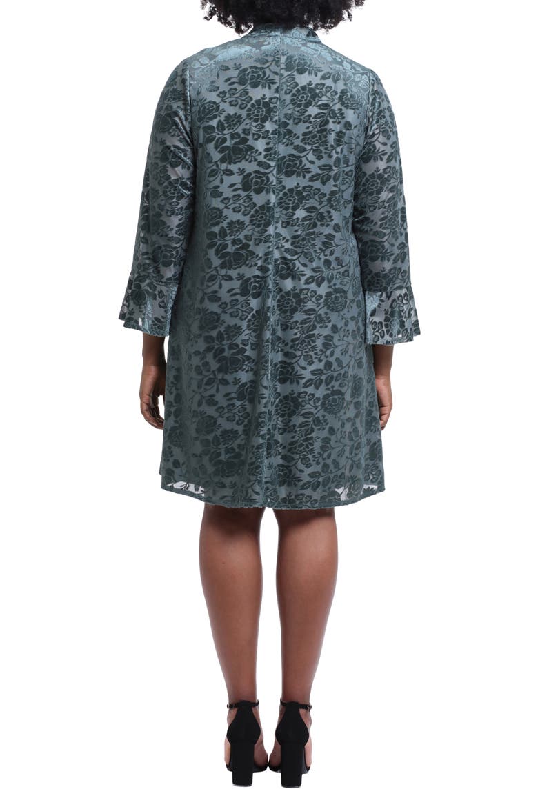 Bell Sleeve Mock Neck Dress, Alternate, color, GREEN