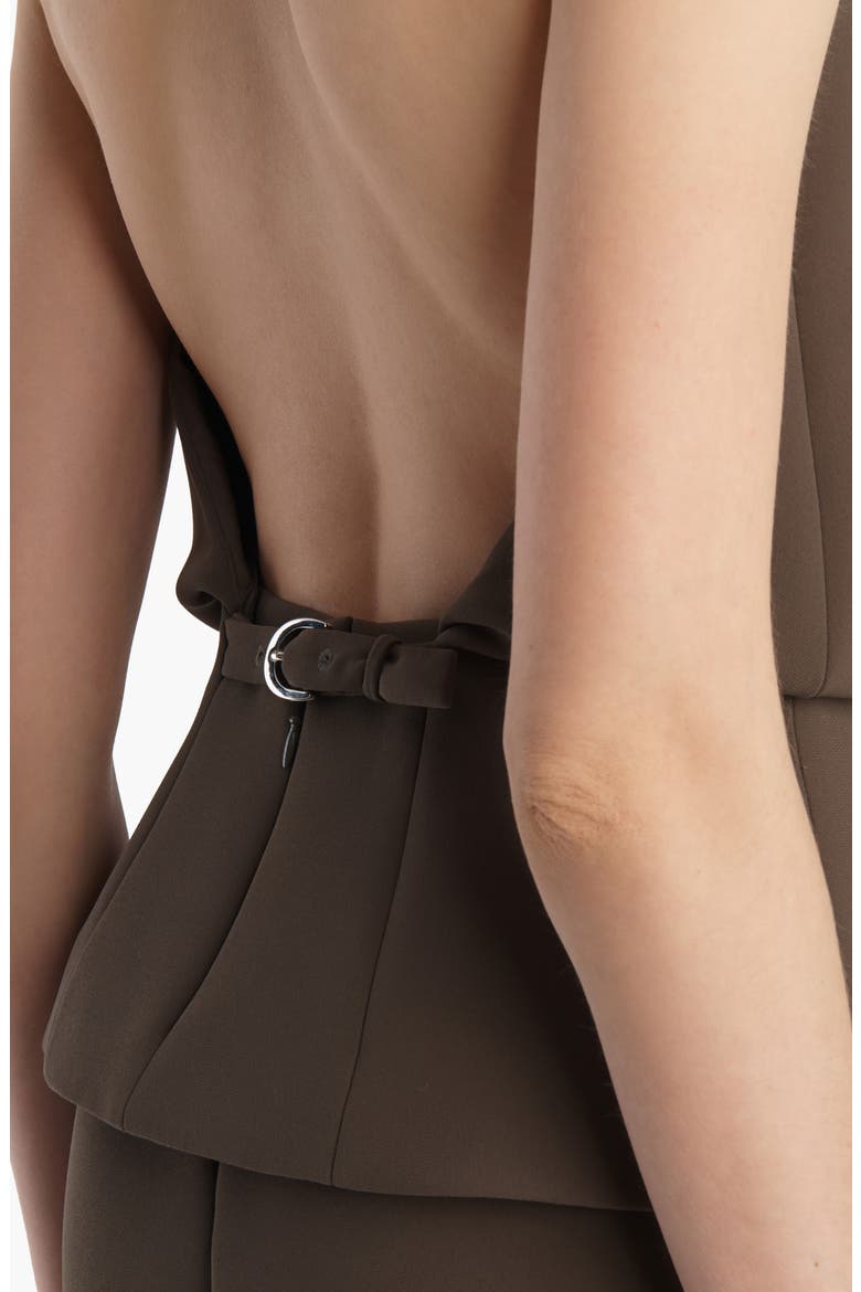 Rone Funnel Neck Double Face Crepe Halter Top, Alternate, color, CLOVE