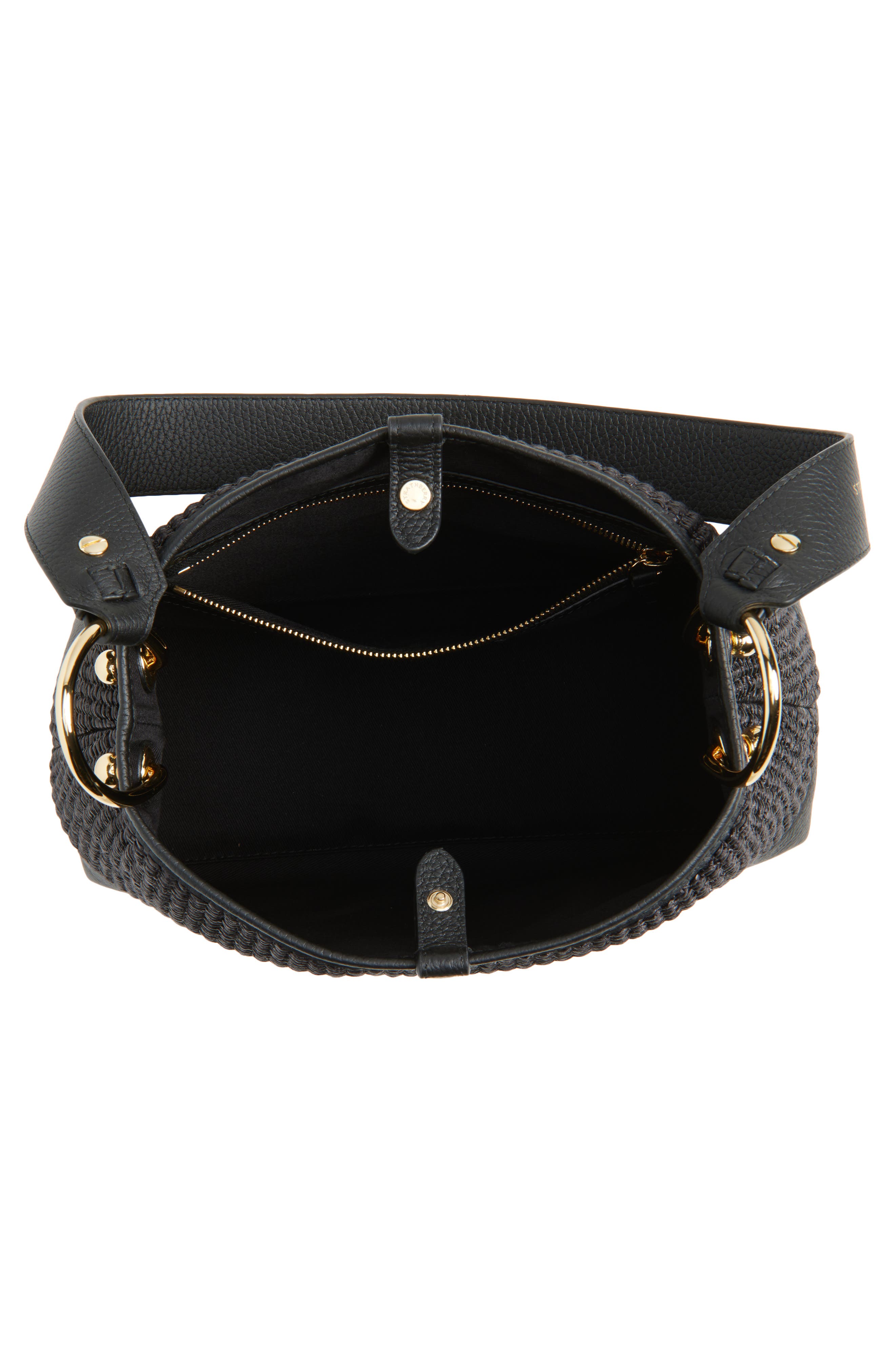 Strathberry Lana Black Raffia Hobo Bag, Alternate, color, Black