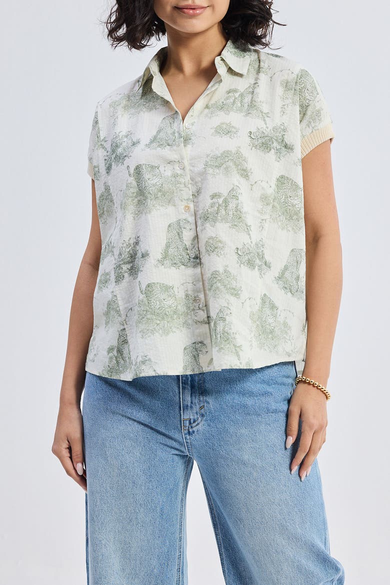 Relaxed-Fit Button-Down Shirt, Main, color, Light Green