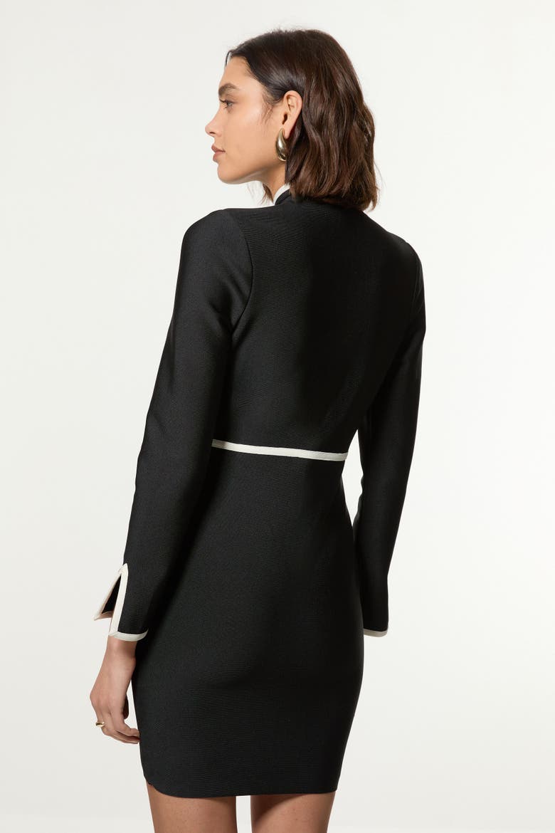 Bandage Knit Military Detail Dress, Alternate, color, Mono