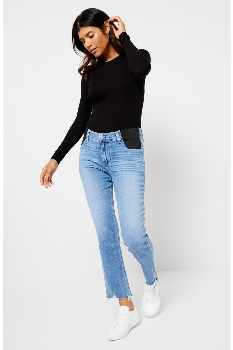 Ribbed Long Sleeve Maternity T-Shirt, Alternate, color, BLACK