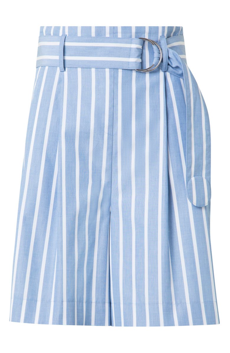 Akris punto Fiorellina Belted Stripe Bermuda Shorts, Alternate, color, Medium Blue-Cream