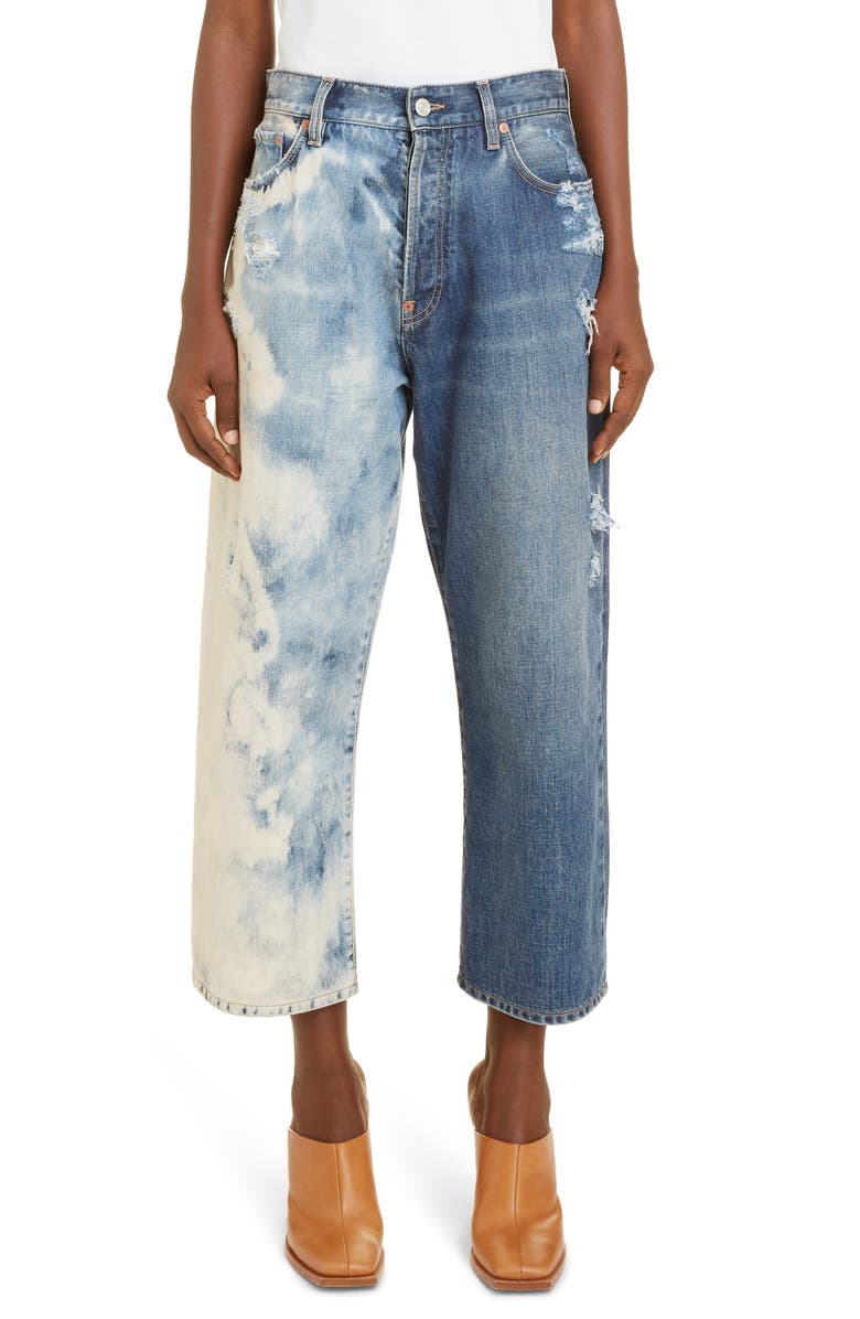 Givenchy Ripped Acid Dipped Wide Leg Crop Jeans, Main, color, 