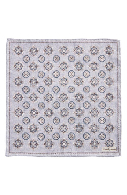 Edward Armah Paisley & Medallion Reversible Silk Pocket Square In Lavender