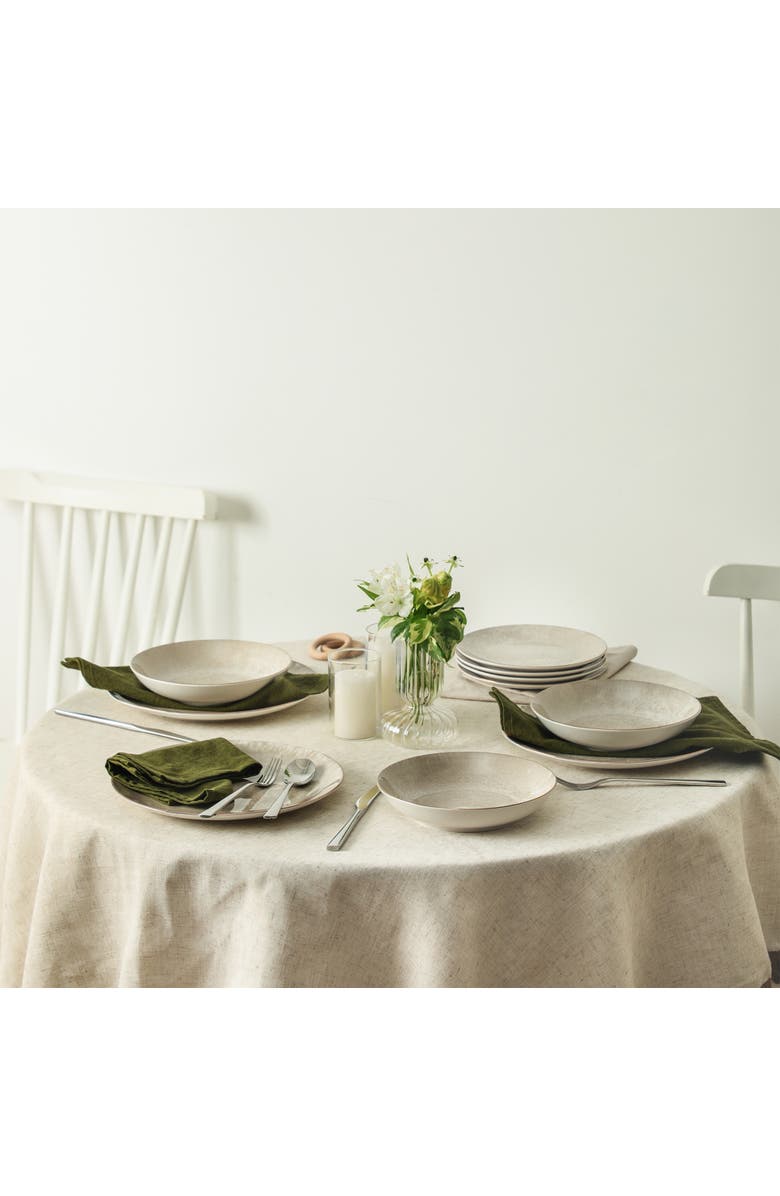 Christian Siriano Onyx 24-Piece Dinnerware Set Porcelain, Service for 8, Alternate, color, Beige And Gold