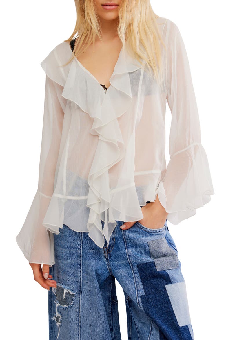 Tulula Ruffle Chiffon Top, Main, color, CLEAN IVORY COMBO