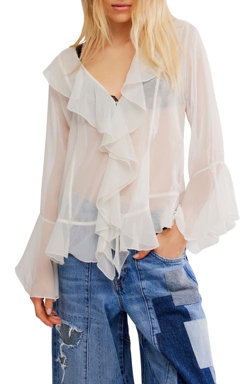 Free People Tulula Ruffle Chiffon Top In White
