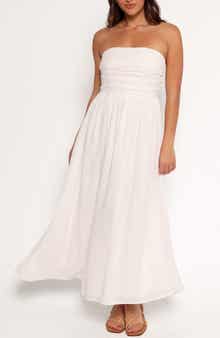 Petal & Pup Kayt Strapless Linen Blend Maxi Sundress