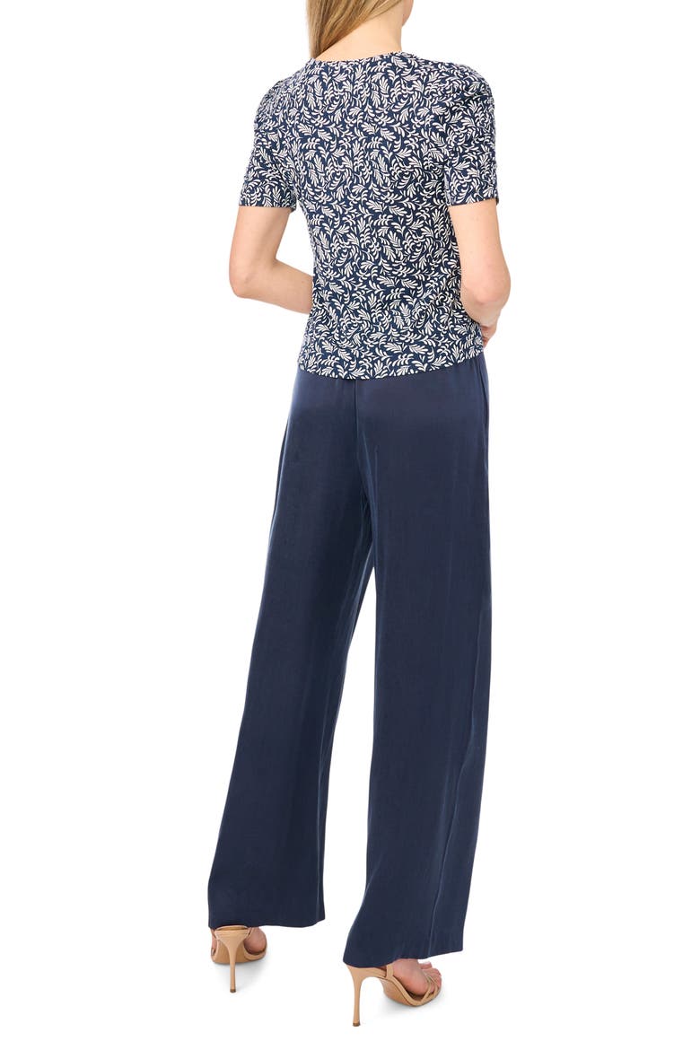 Elastic Gathered Sleeve Top, Alternate, color, CLASSIC NAVY