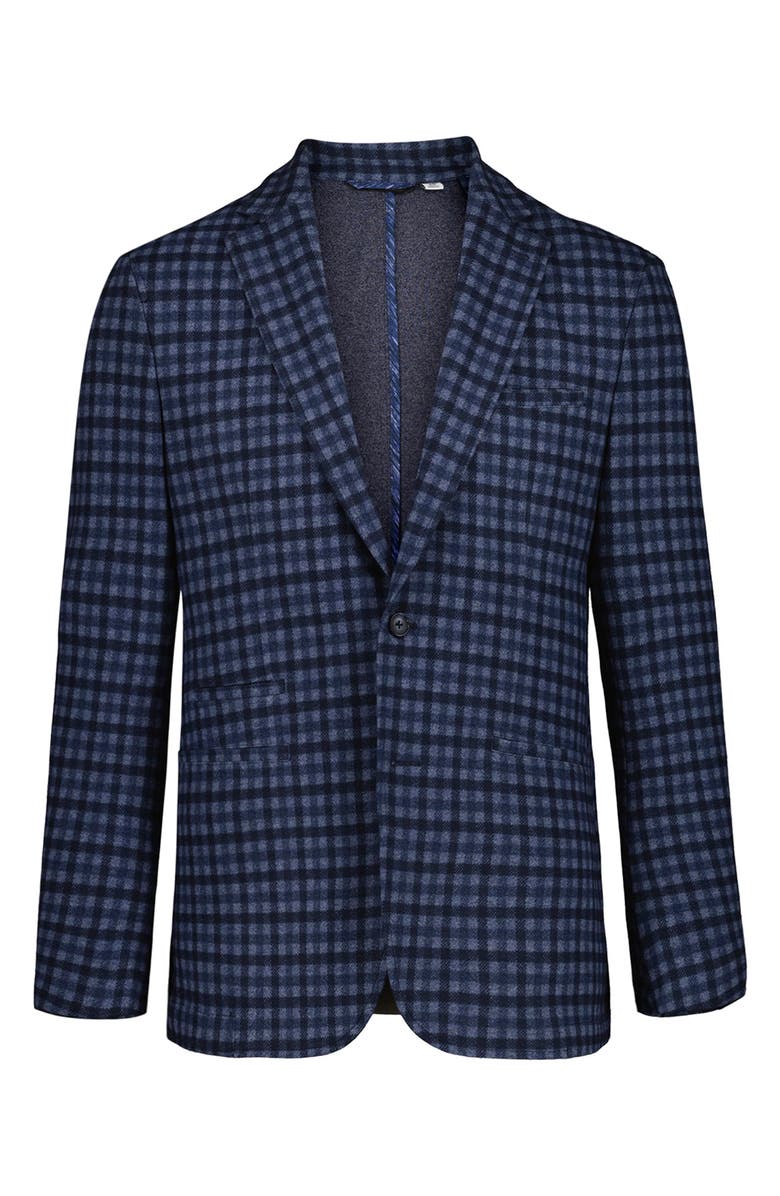 Robert Graham Marvin Check Brushed Knit Sport Coat, Alternate, color, Navy