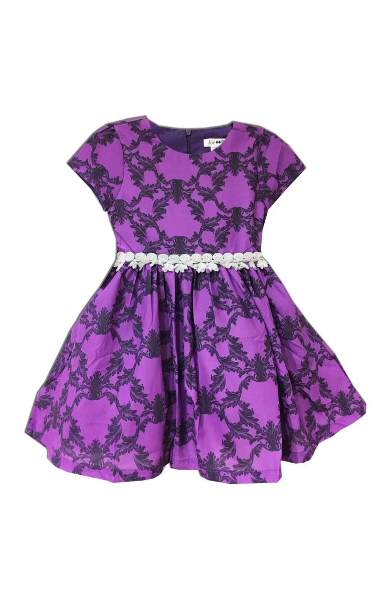 JOE-ELLA Lara Damask Lace Print Dress, Main, color, 