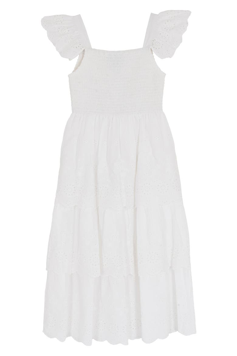 Kids' Cotton Eyelet Smocked Sundress, Main, color, WHITE
