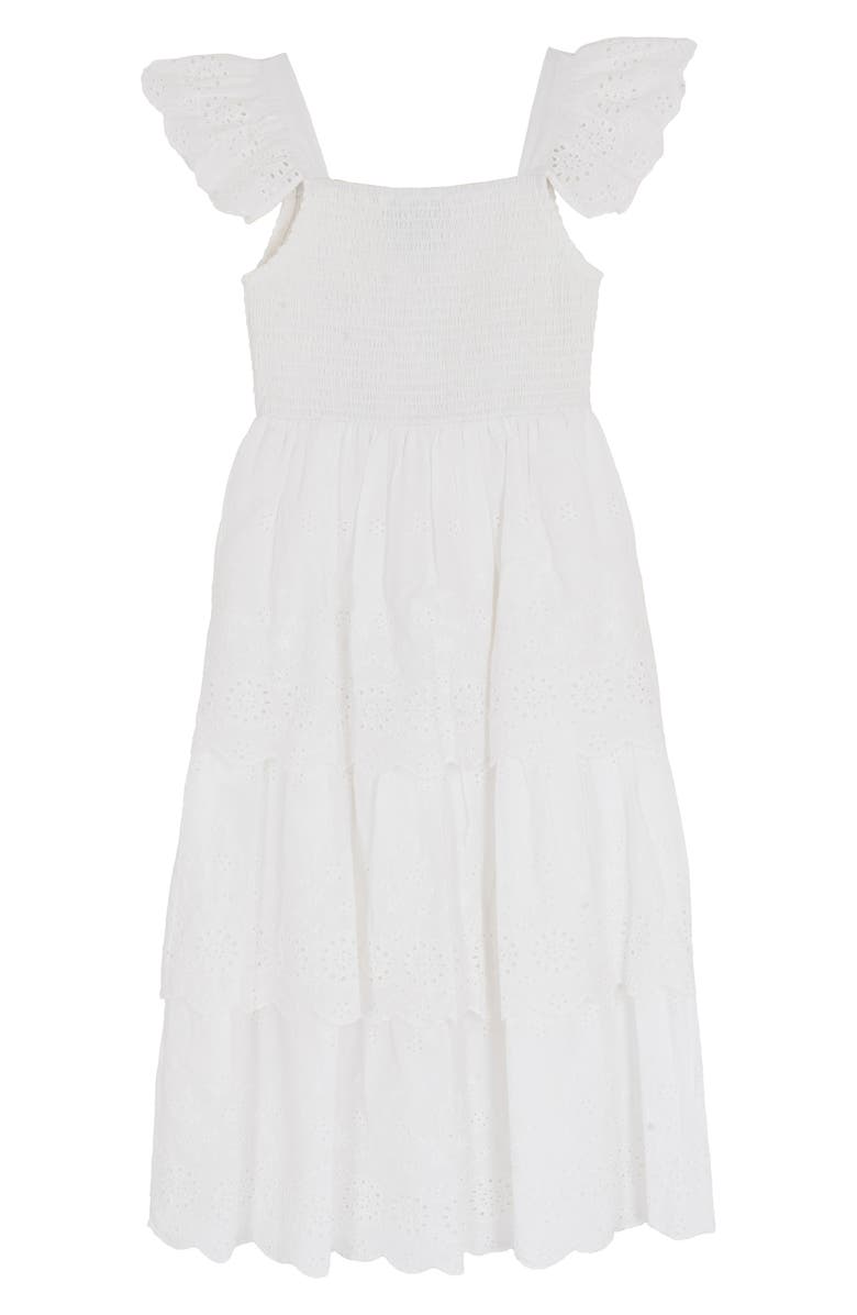 Rare Editions Kids' Cotton Eyelet Smocked Sundress, Main, color, White