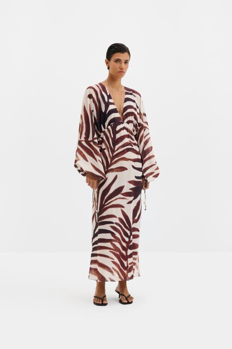 Joseline Sheer Drawstring Maxi Kaftan