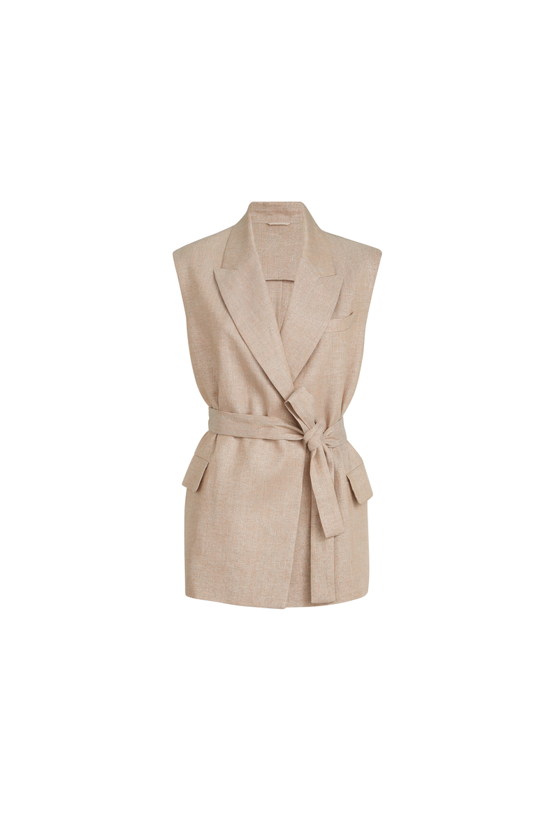 Twill vest with monili, Alternate, color, Antique Pink