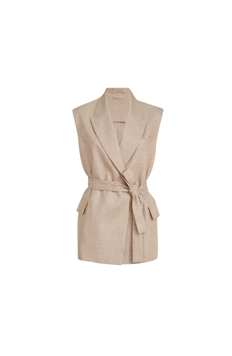 Brunello Cucinelli Twill vest with monili, Alternate, color, Antique Pink