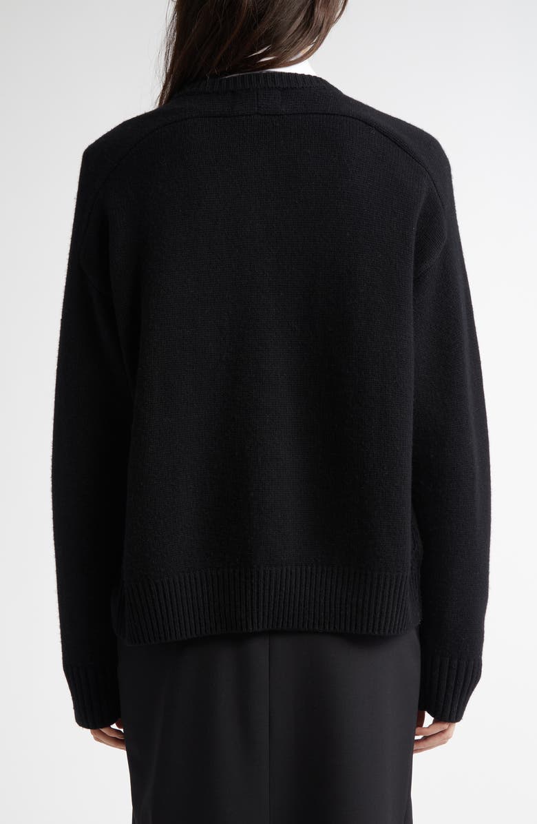 LOULOU DE SAISON Aidar Crop Wool & Cashmere Crewneck Cardigan, Alternate, color, Black