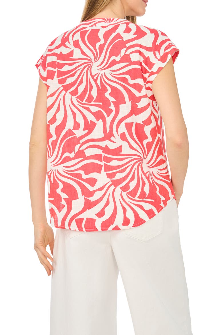 Split Neck Cap Sleeve Top, Alternate, color, CALYPSO CORAL