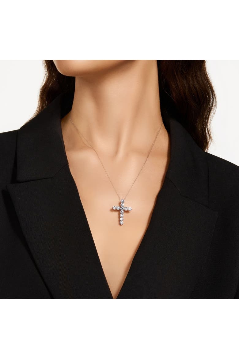 3.34Ct Diamond Cross Pendant 14k Gold Necklace 18", Alternate, color, 14k White Gold
