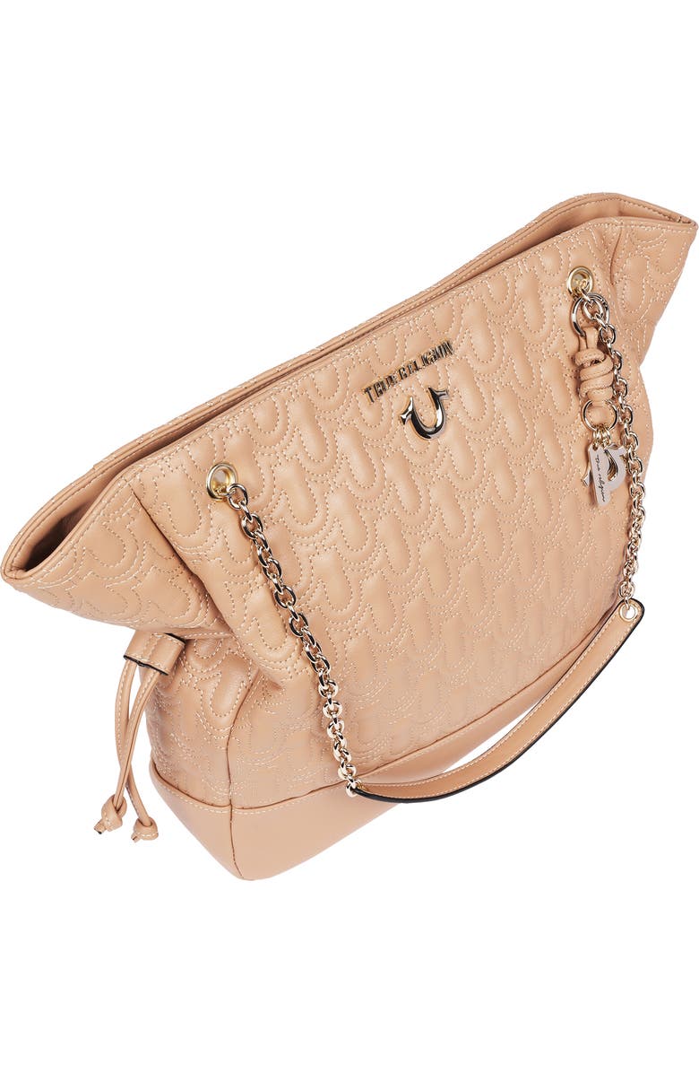 True Religion Cinch Side Logo Tote, Alternate, color, Camel