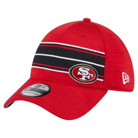 Men's New Era  Scarlet San Francisco 49ers Stripes 39THIRTY Flex Hat
