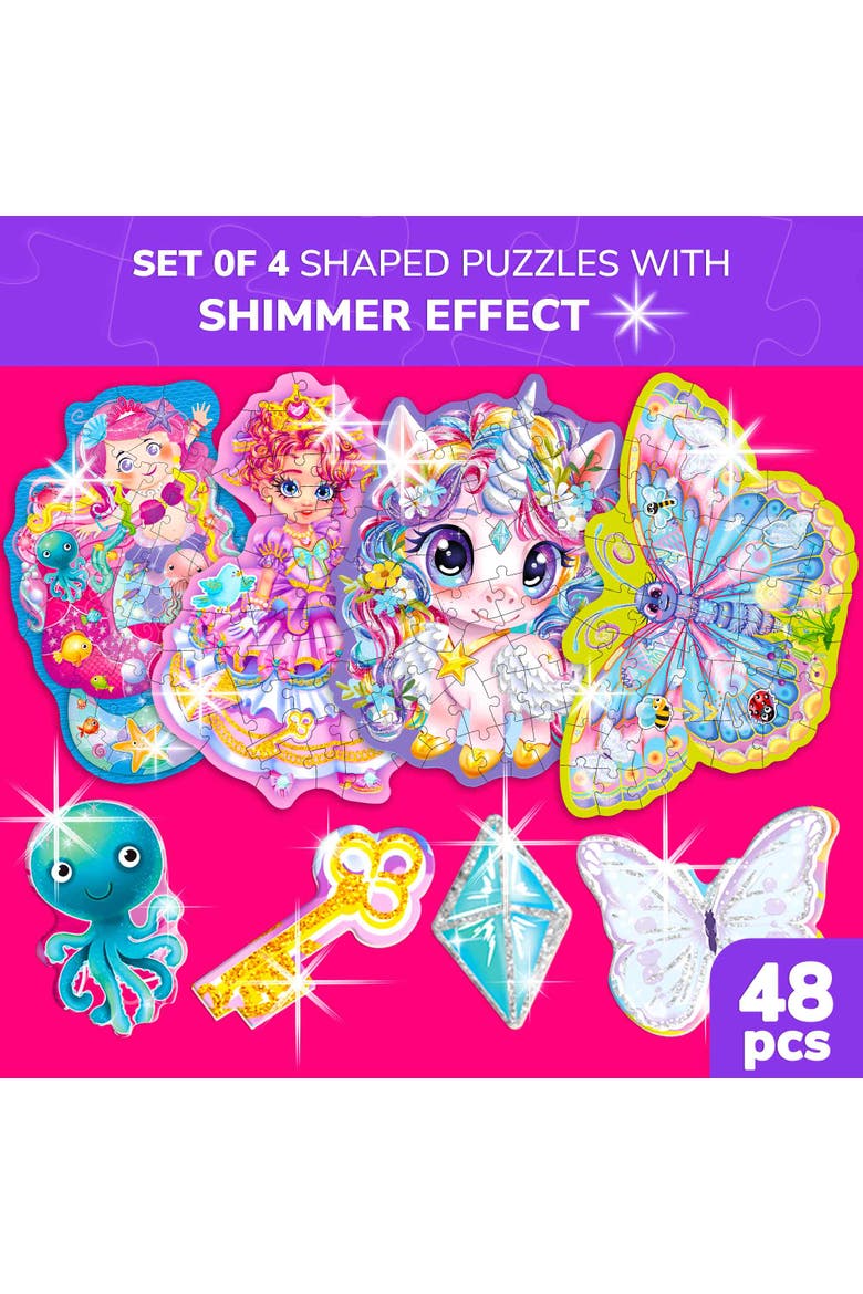 Kids Jigsaw Puzzles Shimmer & Animal Puzzle Set - 48 Piece, Alternate, color, Princess, Mermaid, Unicorn