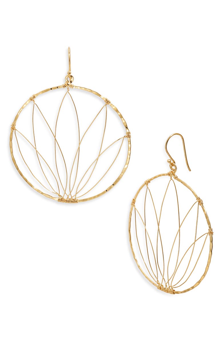 Kiara by Ki-Ele Selena Lotus Large Hoop Earrings, Main, color, Gold