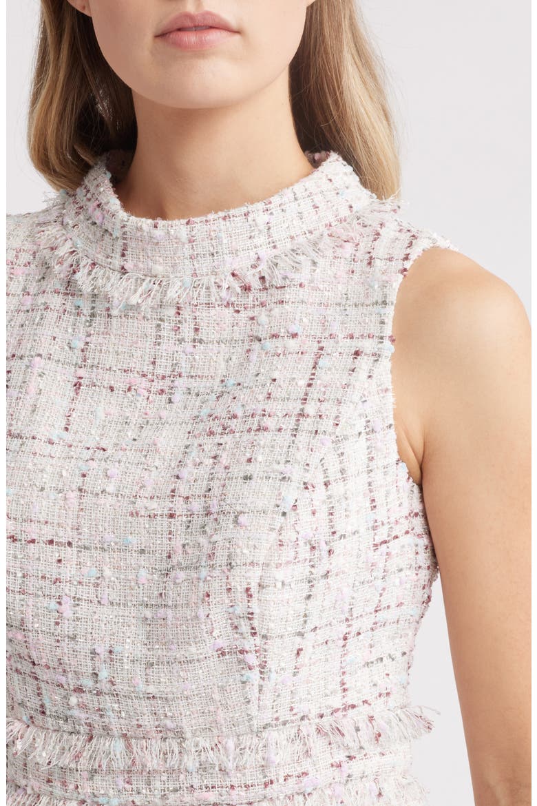 Roll Neck Sleeveless Tweed Dress, Alternate, color, MINT