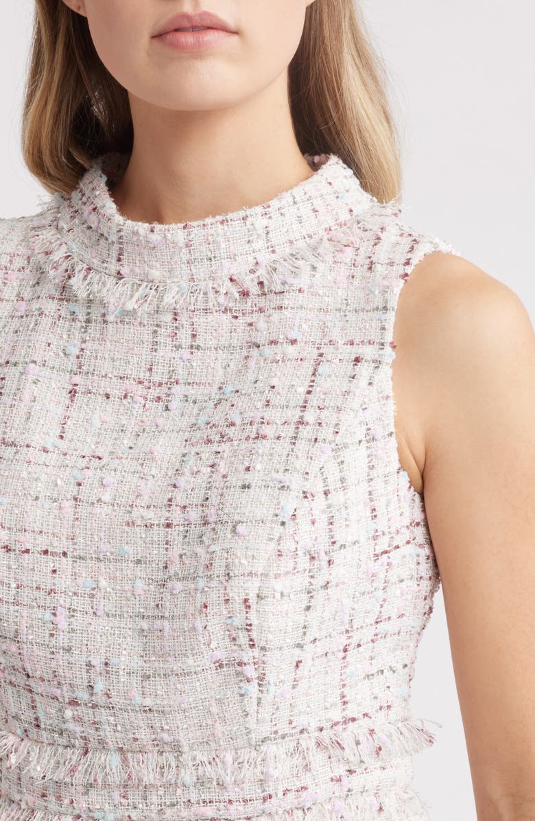 Eliza J Roll Neck Sleeveless Tweed Dress, Alternate, color, Mint