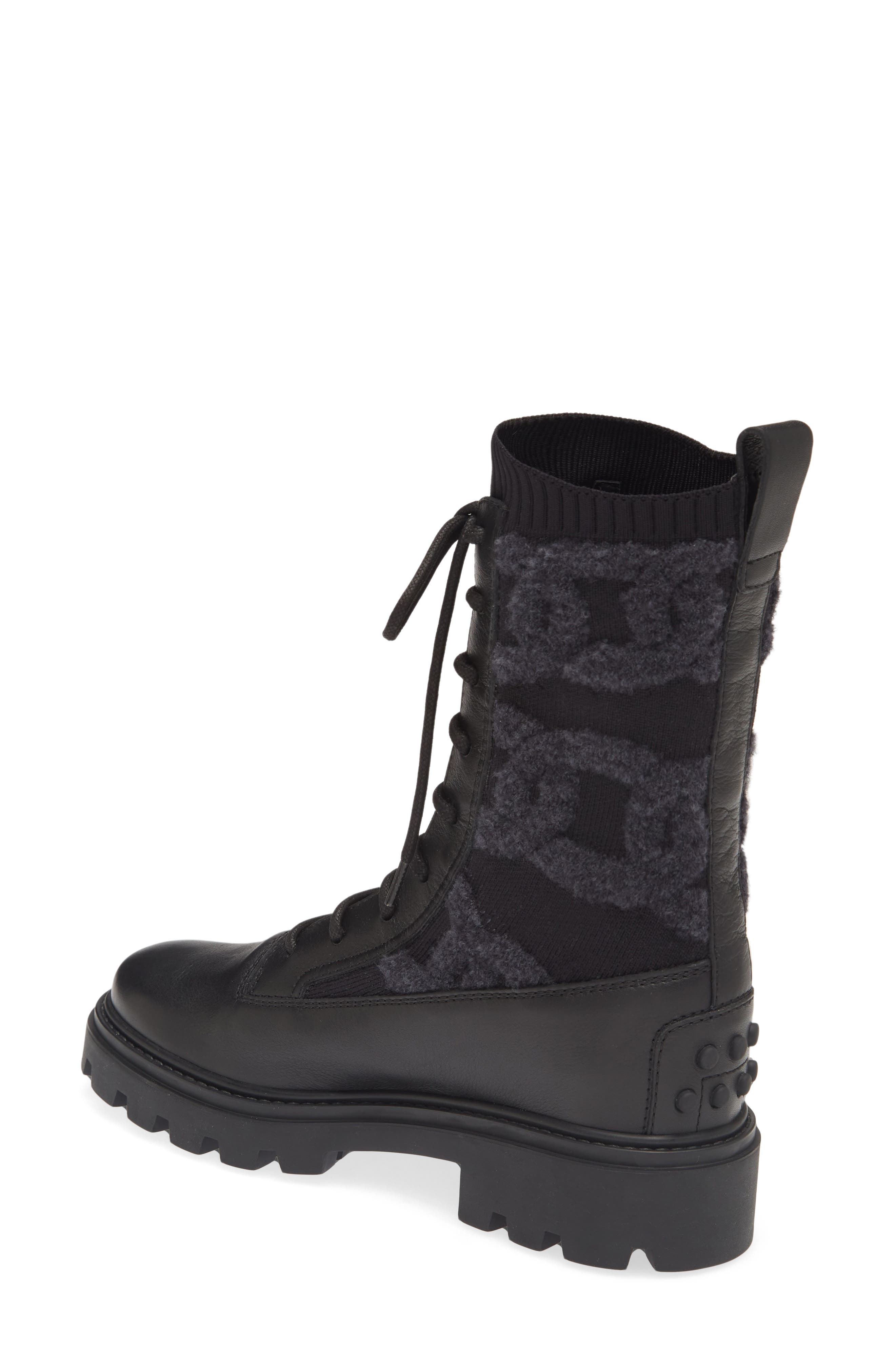 Tod
s Kate Mixed Media Combat Boot, Alternate, color, 