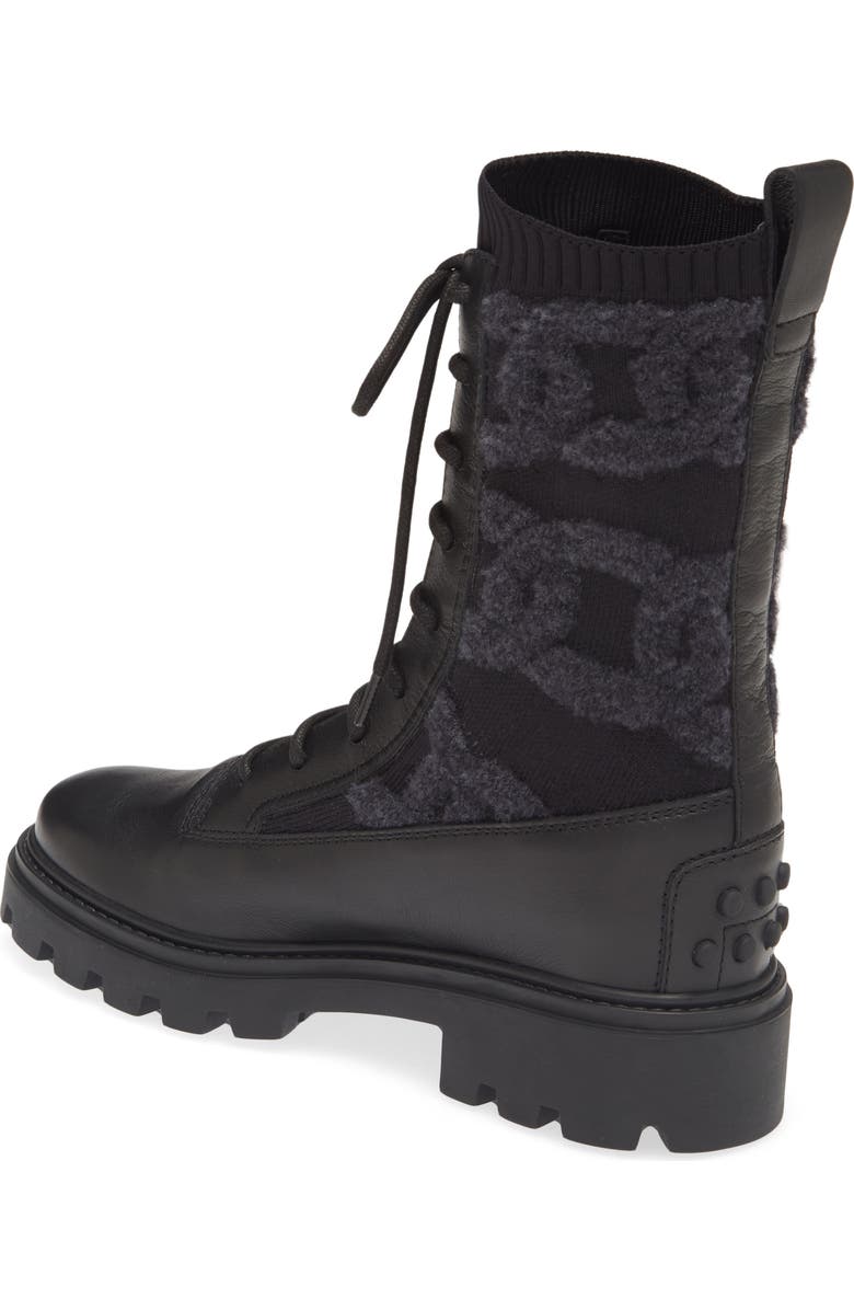 Tod's Kate Mixed Media Combat Boot, Alternate, color,
