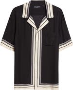 Dolce&Gabbana Engineered Stripe Print Short Sleeve Silk Button-Up Shirt