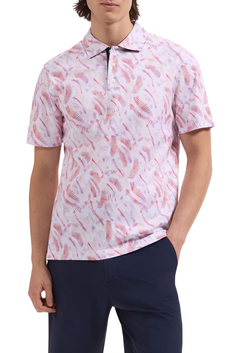 Hendrix Tropical Print Pima Cotton Polo, Main, color, PEACH