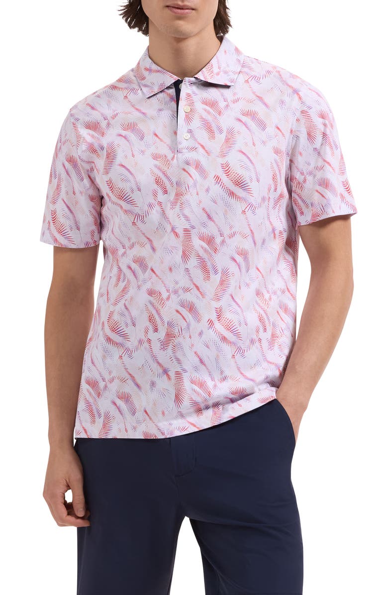 Bugatchi Hendrix Tropical Print Pima Cotton Polo, Main, color, Peach